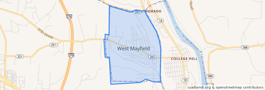 Mapa de ubicacion de West Mayfield.