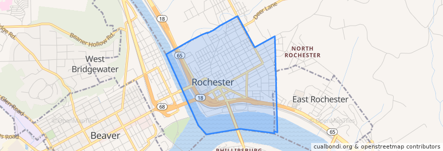 Mapa de ubicacion de Rochester.