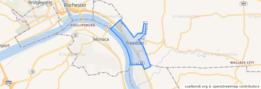 Mapa de ubicacion de Freedom.