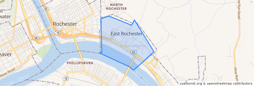 Mapa de ubicacion de East Rochester.