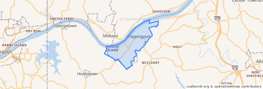 Mapa de ubicacion de Shippingport.