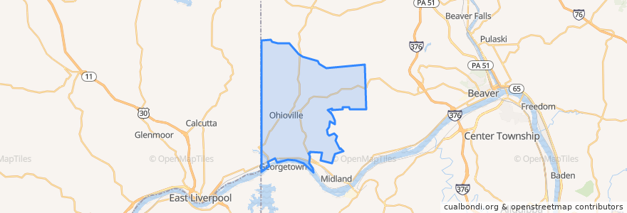 Mapa de ubicacion de Ohioville.