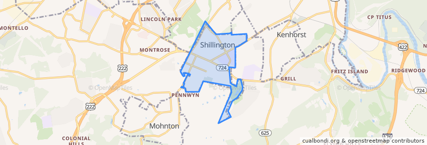 Mapa de ubicacion de Shillington.