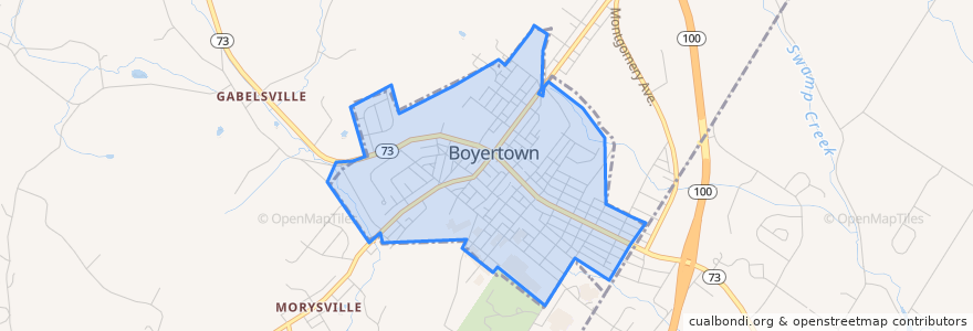 Mapa de ubicacion de Boyertown.
