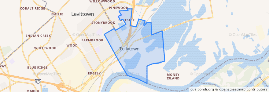 Mapa de ubicacion de Tullytown.