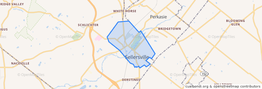 Mapa de ubicacion de Sellersville.