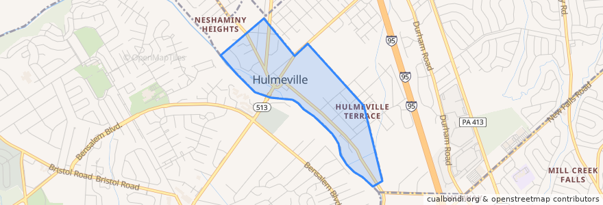 Mapa de ubicacion de Hulmeville.