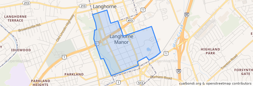 Mapa de ubicacion de Langhorne Manor.