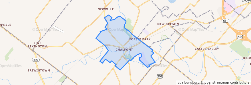 Mapa de ubicacion de Chalfont.