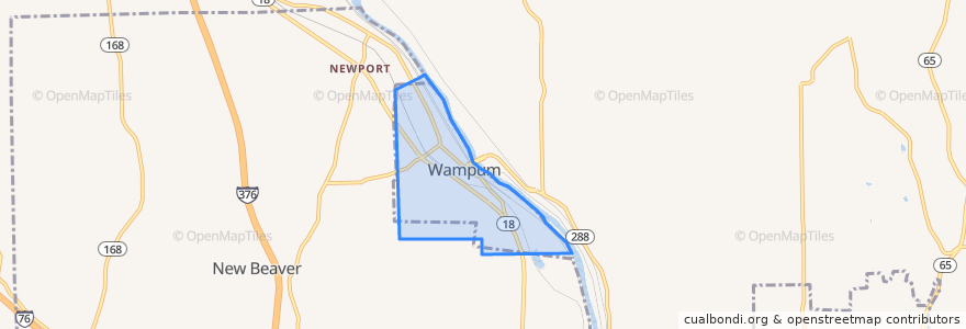 Mapa de ubicacion de Wampum.