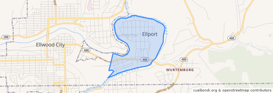 Mapa de ubicacion de Ellport.