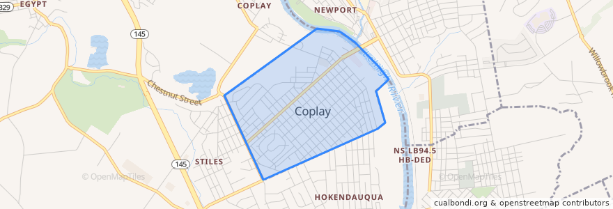 Mapa de ubicacion de Coplay.