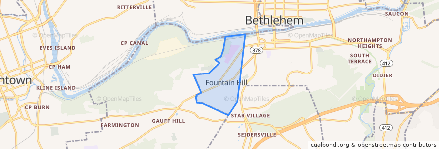 Mapa de ubicacion de Fountain Hill.