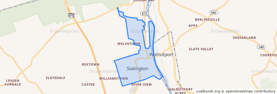 Mapa de ubicacion de Slatington.