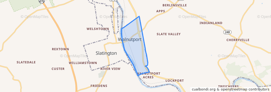 Mapa de ubicacion de Walnutport.