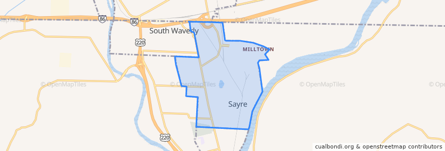 Mapa de ubicacion de Sayre.