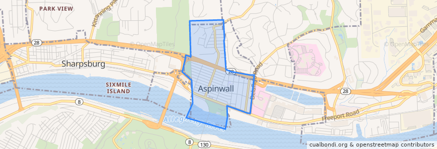 Mapa de ubicacion de Aspinwall.