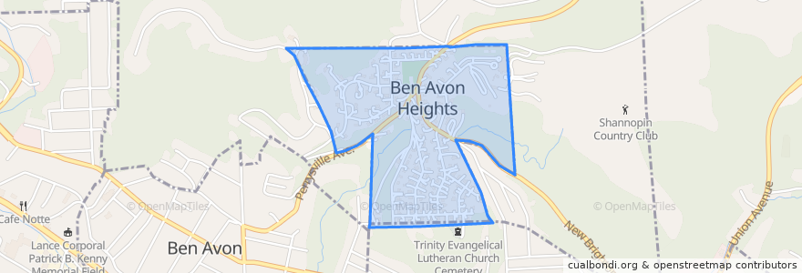 Mapa de ubicacion de Ben Avon Heights.