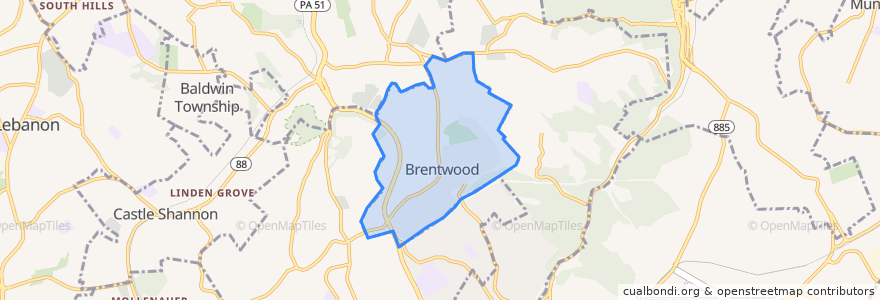 Mapa de ubicacion de Brentwood.