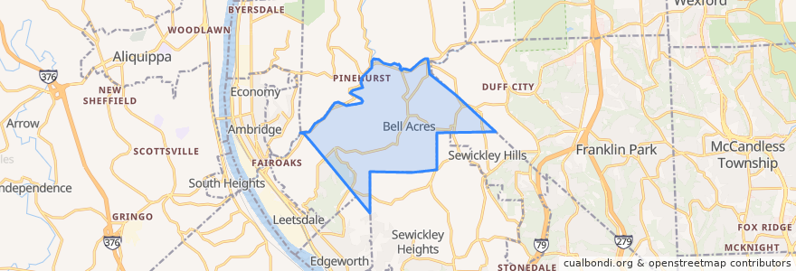 Mapa de ubicacion de Bell Acres.