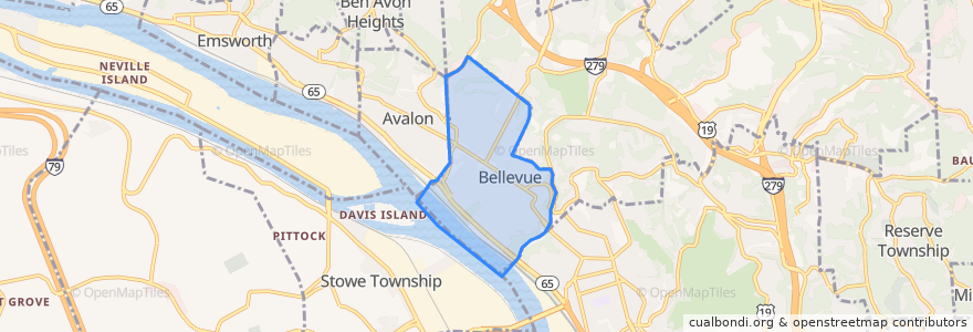 Mapa de ubicacion de Bellevue.