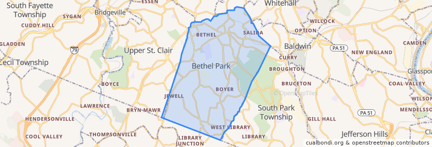 Mapa de ubicacion de Bethel Park.
