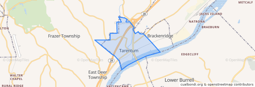Mapa de ubicacion de Tarentum.
