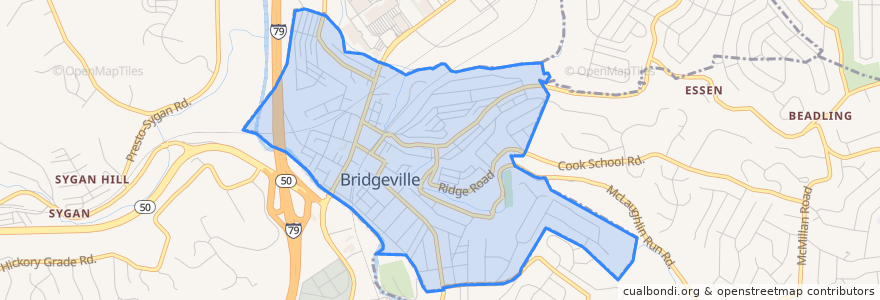 Mapa de ubicacion de Bridgeville.
