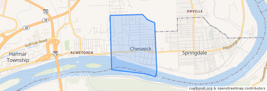 Mapa de ubicacion de Cheswick.