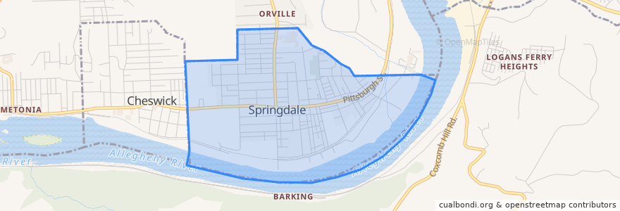 Mapa de ubicacion de Springdale.