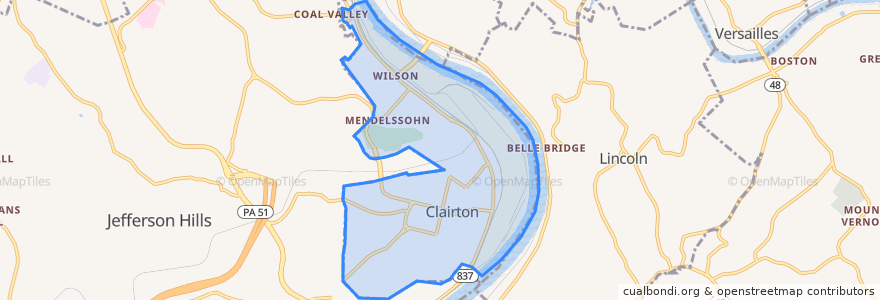 Mapa de ubicacion de Clairton.