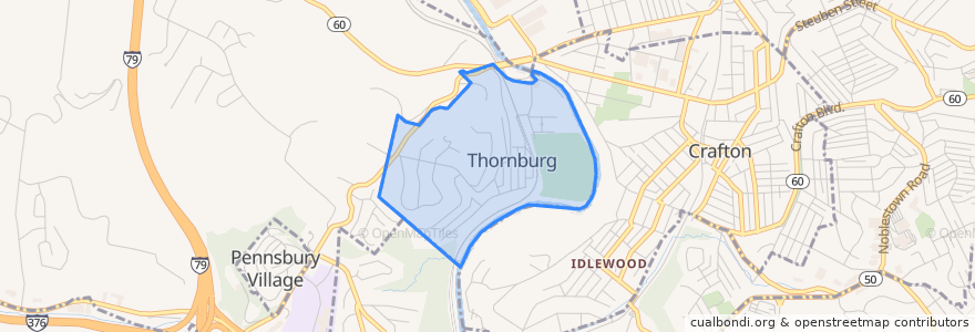 Mapa de ubicacion de Thornburg.