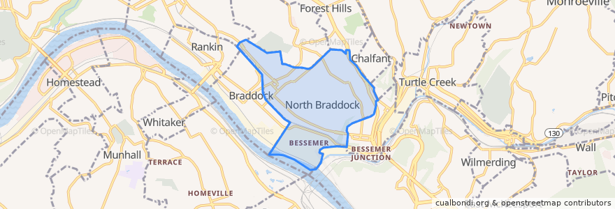Mapa de ubicacion de North Braddock.