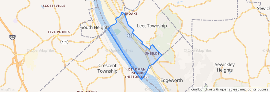 Mapa de ubicacion de Leetsdale.
