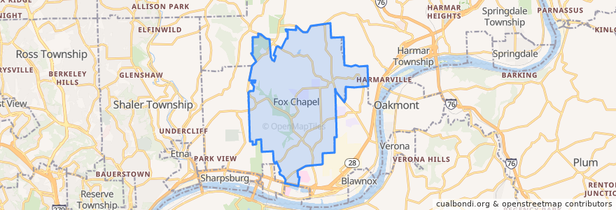 Mapa de ubicacion de Fox Chapel.