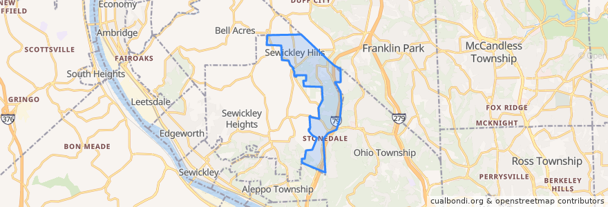 Mapa de ubicacion de Sewickley Hills.
