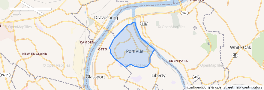 Mapa de ubicacion de Port Vue.
