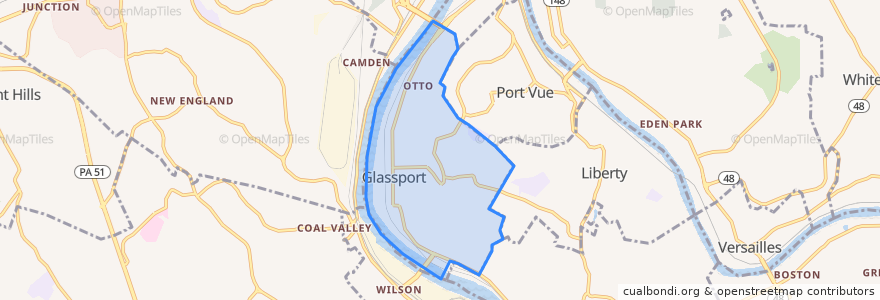 Mapa de ubicacion de Glassport.