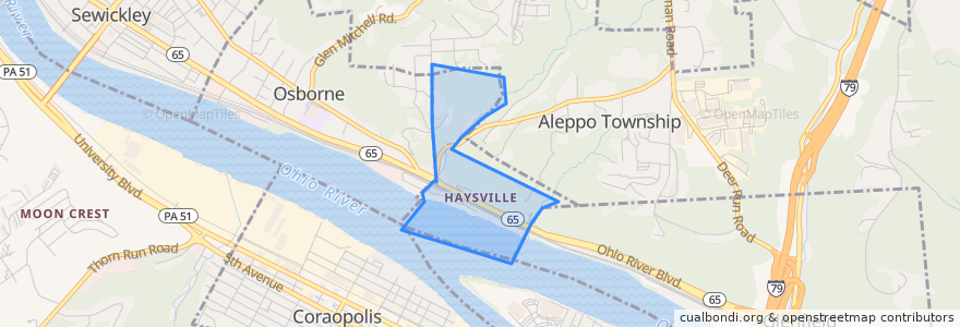 Mapa de ubicacion de Haysville.