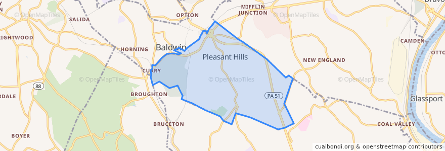 Mapa de ubicacion de Pleasant Hills.