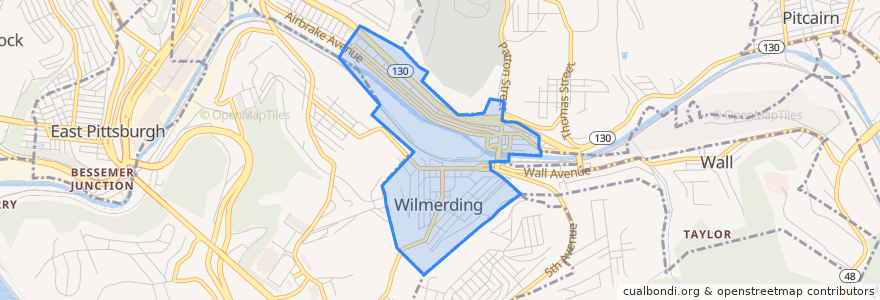 Mapa de ubicacion de Wilmerding.