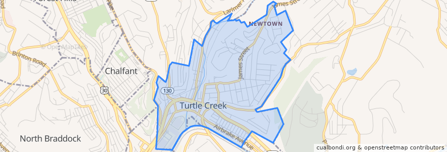 Mapa de ubicacion de Turtle Creek.