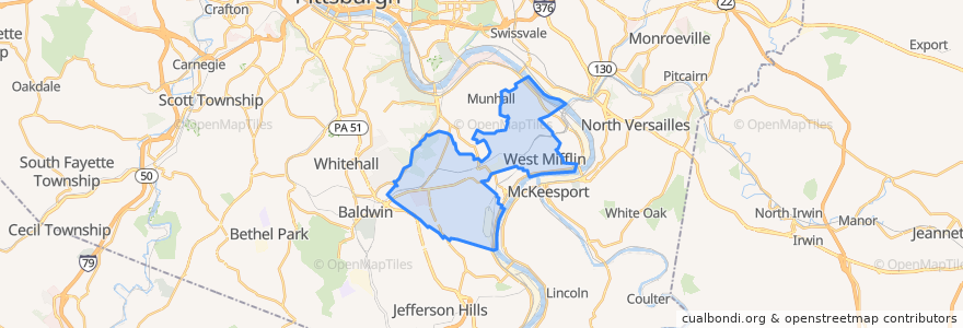 Mapa de ubicacion de West Mifflin.