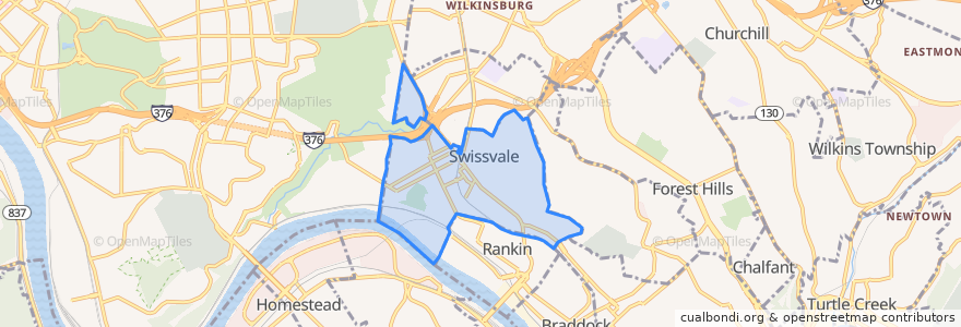 Mapa de ubicacion de Swissvale.