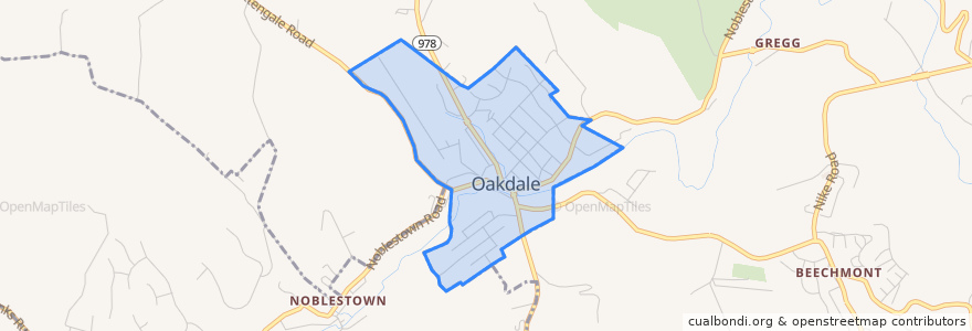 Mapa de ubicacion de Oakdale.