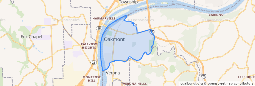 Mapa de ubicacion de Oakmont.