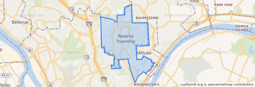 Mapa de ubicacion de Reserve Township.