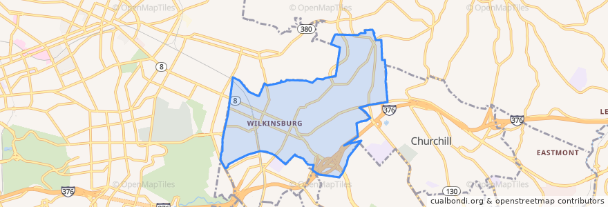 Mapa de ubicacion de Wilkinsburg.