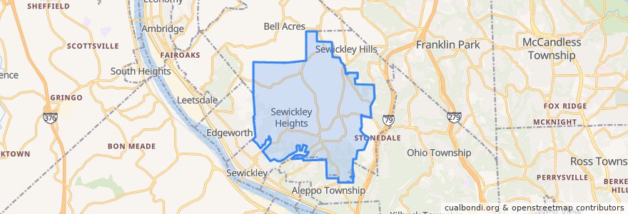 Mapa de ubicacion de Sewickley Heights.