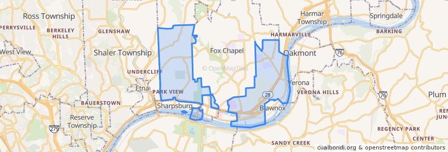 Mapa de ubicacion de O'Hara Township.